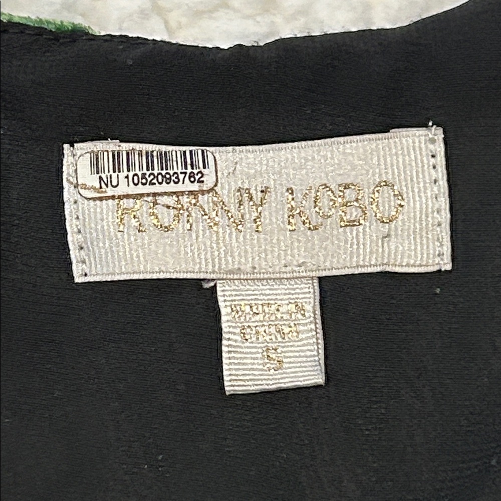 Ronny Kobo Astrid Dress size Small Burnout Velvet Green Black Silk Blend - Picture 6 of 16